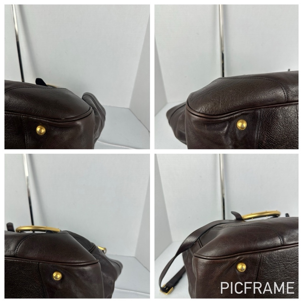 Prada Dark Brown Leather Satchel with Gold Hardware - Picture 6 of 10